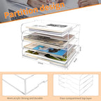 4 Pack- Stackable Paper Letter Tray,Clear Acrylic Magazine Holder and File Organizer - Sleek Desk Organizer for Home Office, Bookshelf, or Workspace - Space-Saving Transparent Document Holder - style: Stackable-4 Pack