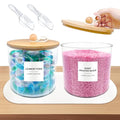 2 Pack Laundry Pods Container,Laundry Room Organization and Storage Jars,Laundry Detergent Container for Powder,Pods,Scent Booster,with Non-Slip PU Leather Pad and Handle,Bamboo Lids,Labels and Scoops - size: 6.4" x 6.5" x 6.5"