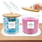 2 Pack Laundry Pods Container,Laundry Room Organization and Storage Jars,Laundry Detergent Container for Powder,Pods,Scent Booster,with Non-Slip PU Leather Pad and Handle,Bamboo Lids,Labels and Scoops - size: 6.4" x 6.5" x 6.5"