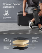 VASAGLE EKHO Collection - Storage Ottoman Bench, Entryway Bedroom Bench, 25 Gallons, Synthetic Leather with Stitching, Mid-Century Modern, Safety Hinges, Loads 660 lb, Ink Black ULOM075B01 - color: Ink Black, style: 25-Gallon Storage Bench