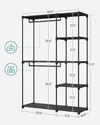 SONGMICS Portable Closet, Freestanding Closet Organizer, Clothes Rack with Shelves, Hanging Rods, Storage Organizer, for Cloakroom, Bedroom, 48.8 x 16.9 x 71.7 Inches, Black URYG026B02 - size: 48.8"L x 16.9"W x 71.7"H