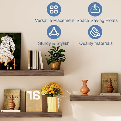 Floating Shelves for Wall, Bathroom Shelves Over Toilet, Wall Shelves & Book Shelf for Room, Hanging Shelf, Wooden Wall-Mounted Small Floating Shelves, 12 x 7 x 1.5 in (Smoke Gray, Set of 3) - color: Smoke Gray, size: 12"(set of 3)