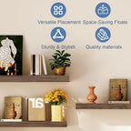 Floating Shelves for Wall, Bathroom Shelves Over Toilet, Wall Shelves & Book Shelf, Hanging Shelf, Modern Wooden Wall-Mounted Samll Floating Shelves, 12x7x1.5 in (Smoke-Gray, Set of 2) - color: Smoke Gray, size: 12"(set of 2)