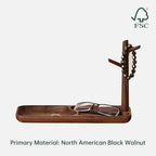 Solid Wood Key Holder with Tray, Black Walnut Key Tray & 3-Tier Jewelry Stand - Entryway Key Bowl Organizer for Keys, Wallet, Phone, Watch, Rings, Bracelets | Wooden Key Holder (11.8"x4.7"x8.3")