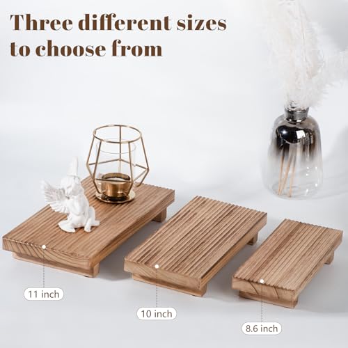 Bathroom Tray Farmhouse Decor Pedestal Stand Wood Riser Display Kitchen Accessories Soap Holder for Sink, Counter, Vanity, 8.7 * 3.6 Brown - color: Brown, size: 8.7" x 3.6" x 1.6"