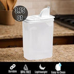 Buddeez Large Food Storage Container - 3.75 Quart Sugar Buddy, All Purpose Clear Kitchen Organization and Storage - Sugar, Flour, Cereal, Rice Dispenser, EZ Pour Spout & Easy Grip Handle (White Lid) - size: 3.5 QT
