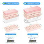 PHINOX Ice Cube Tray with Lid and Bin, 3 Pack Plastic Ice Cube Tray Molds, 84 pcs Ice Trays for freezer, Chilling Drinks, Whiskey & Cocktails, with Ice Container and Ice Scoop, BPA-Free - color: Pink, size: 0.8"-3tier