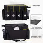 Wearable Large Cleaning Caddy Bag for Housekeeper, Clean Supply Organizer with Adjustable Shoulder, Waist & Handle Straps, Detailing Bag for Kitchen Supplies (Black) - color: Black