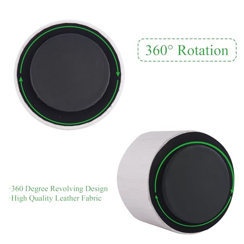 Round Leather Art Supply Organizer,Remote Control Holder,360 Degree Spinning,Multi-Functional Pencil Holder,4 Compartments Desktop Stationary Organizer(1-Thin Wood White) - color: 1-Thin Wood White