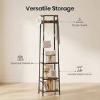 Coat Rack Freestanding, Coat Stand with 3 Shelves and 7 Hooks, Hall Tree Free Standing, Clothes Rack Stand Organizer, Industrial Style, Rustic Brown and Black - color: Rustic Brown and Black, style: 3 Shelves