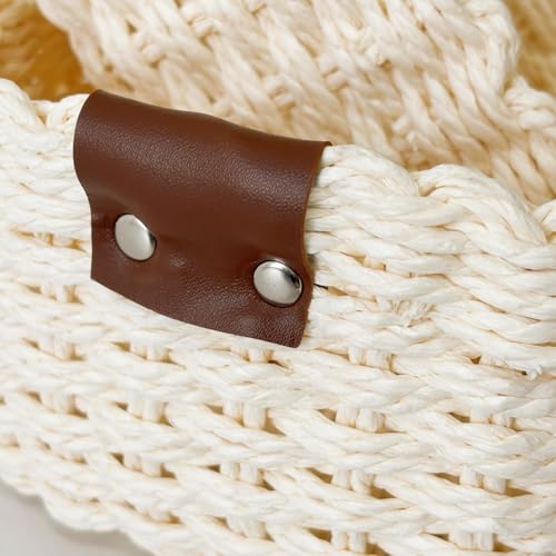 Small baskets for Organizing,Cute woven Storage basket with recycled paper rope for Shelves Bathroom,Little decorative basket,Set of 3 (Beige) - color: Beige