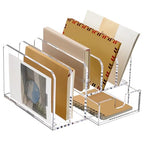 SANRUI Desk Organizers and Accessories, Acrylic Mail Organizer Countertop, 5-Slots File Sorter with Drawer, Desktop Organizer for Office Supplies - style: 5 Sections With Drawer