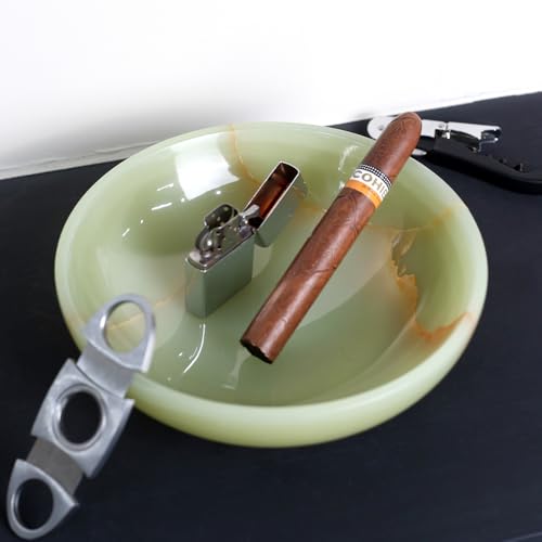 Luxury Decorative Marble Bowl for Home Decoration, Green Onyx Key Bowl for Entryway Table, Catchall for Coins, Change, Candy, Organizer Marble Tray - color: Round-Green Onyx