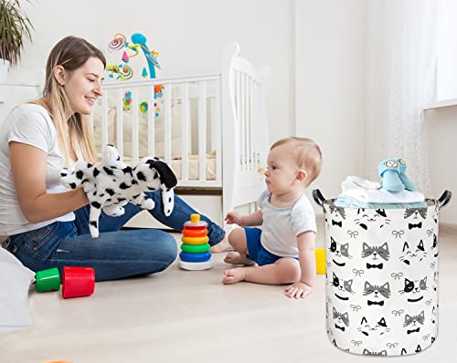 Large Storage Baskets,Waterproof Laundry Baskets,Collapsible Canvas Basket for Storage Bin for Kids Room,Toy Organizer,Home Decor,Baby Hamper(Bowknot Cat) - color: Bowknot Cat