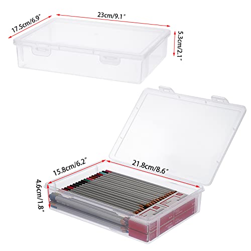 BTSKY Clear Plastic Storage Box with Flap Lid, Multipurpose Craft Organizers and Storage Box Art Supply Storage Organizer Plastic Sewing Box for Beads Pencils Notebooks, 2 Pack Small - size: Small-2 Pack
