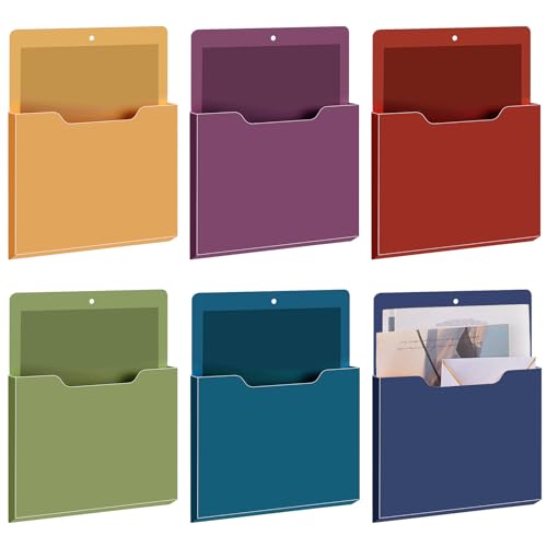 Fuutreo 6 Pcs Magnetic Wall File Organizer Magnetic Wall File Holder Refrigerator Magazine Holder for Mail Letters Paper(Dark Vintage,Vertical-large) - color: Dark Vintage, size: Vertical-Large