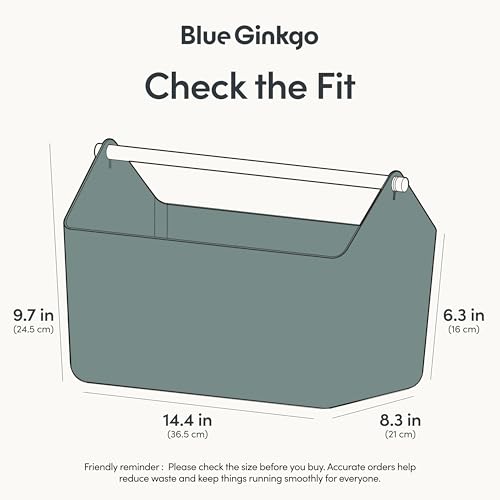 BLUE GINKGO Large Storage Basket – Plastic Caddy with Wooden Handle for Bathroom, Pantry, or Cleaning Supplies (Green) - color: GREEN, size: Large