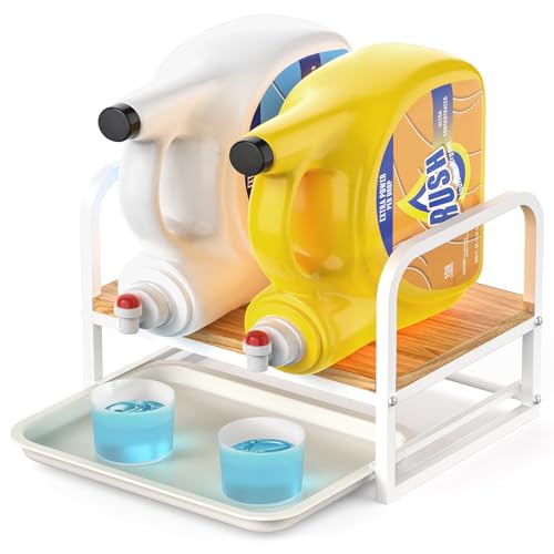 Laundry Detergent Holder Stand, Liquid Detergent Dispenser Shelf Organizer with Cleanable Drip Tray, Liquid Holder Stand Catcher for Laundry Room Organization and Storage (Flat-White) - style: Flat-White