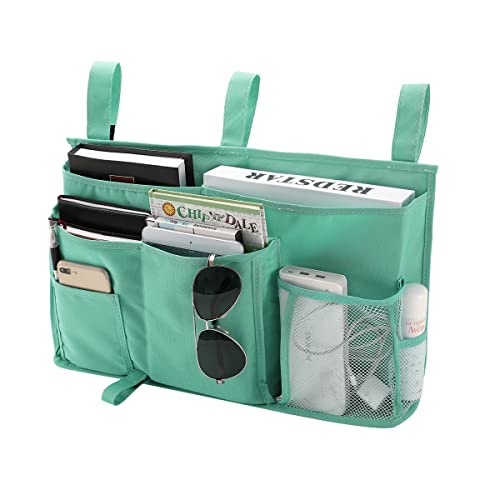 Bseash Bunk Bed Organizer, Bedside Caddy Hanging Bed Organizer Storage Bag 8 Pockets, for College Dorm Rooms Bed, Hospital Bed, Baby Bed Rails, 600D Oxford Cloth (Light Green) - color: Light Green, size: Large