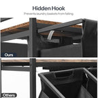 HOOBRO Laundry Sorter 5 Sections, Laundry Hamper with Wheels, 5 × 10.5 Gallon (40 L), Rolling Laundry Basket, Pull-Out and Removable Oxford Fabric Bags, Rustic Brown and Black BF07XY01