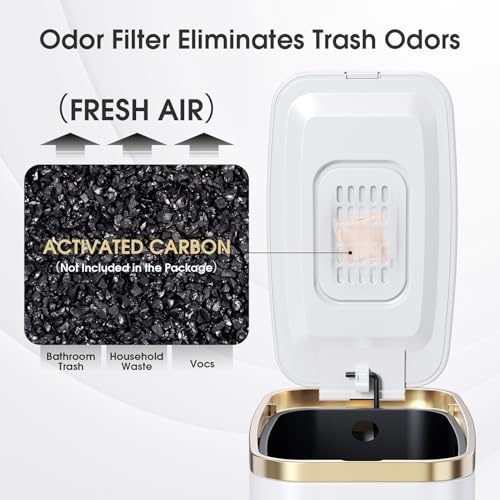 CEROELDA Small Bathroom Trash Can with Lid Soft Close-5L/1.3 Gal Stainless Steel Garbage Can-Step Pedal Wastebasket Slim Trash Bin for Office, Bedroom, Toilet, Live Room-White - color: White