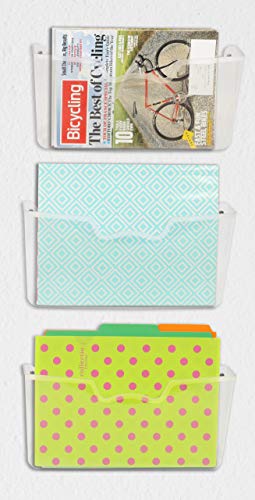 Simple Houseware Clear Single Pocket Wall Mount for Hanging File Holder, 3 Packs - color: Clear, size: 3 Pack