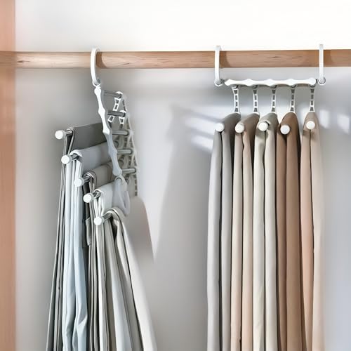Multi Functional Folding Pants Rack, Five in One Storage Rack, White, Space Saving Design, Large Capacity (4, White)
