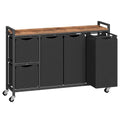 HOOBRO Laundry Sorter with 5 Sections, 45.5 Gal. (170 L) Laundry Hamper with Wheels and Shelf, Large Capacity, Laundry Basket with Removable Bags, 44.1"L x 11.8"W x 31.5"H, Rustic Brown, BF26XY01