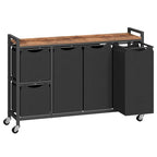 HOOBRO Laundry Sorter with 5 Sections, 45.5 Gal. (170 L) Laundry Hamper with Wheels and Shelf, Large Capacity, Laundry Basket with Removable Bags, 44.1"L x 11.8"W x 31.5"H, Rustic Brown, BF26XY01