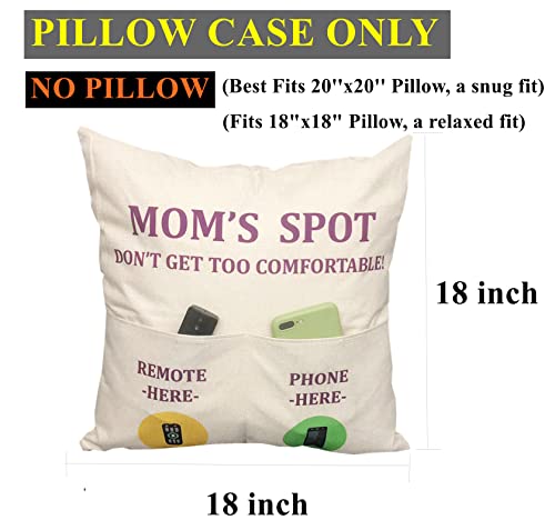 ZUYUROU Mom Gifts, 2-Pocket Mom’s Spot Throw Pillow Covers 18 x 18 Inch, Birthday Christmas Anniversary Thanksgiving Day Gifts for Mum Mama Stepmom Mimi - color: Mom