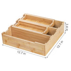 Okllen Bamboo Kitchen Drawer Organizer, Stackable 2-Tier Utensil Drawer Organizer Tray, Silverware Organizer Flatware Storage for Kitchen Cabinet, Pantry, Drawer, 5 Divided Compartments