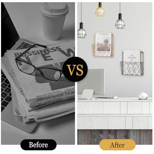 Wall-Mounted File Organizer, Metal Wall File Holder, Magazine Rack, Space-Saving Design, Ideal for Home Office, Workspace, and Study Room Organization (Black) - color: Black