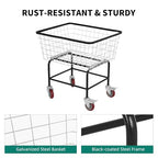 Extra-Large Rolling Laundry Cart with Wheels Holds 4 Washer Loads, Wire Laundry Basket, Heavy-Duty Steel Storage Basket with Galvanized Finish, for Commercial or Home Laundry - size: 4 Washer Loads