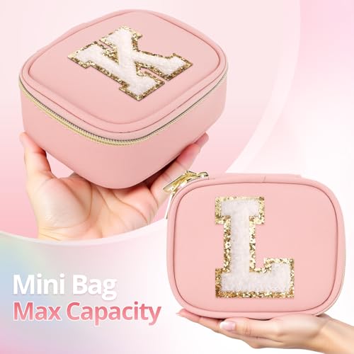 Mini Initial Makeup Bag With Led Mirror With Lights Gifts For Women Girls, Small Makeup Box For Travel Gift, Cosmetic Bag Make Up Organizer Personalized Bags Birthday Christmas Gifts For Womens (W) - style: W