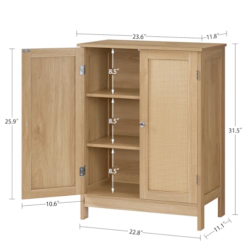 Iwell Storage Cabinet, Rattan Cabinet with Adjustable Shelf, for Living Room, Entryway, Kitchen, Home Office, Nature - color: Natural