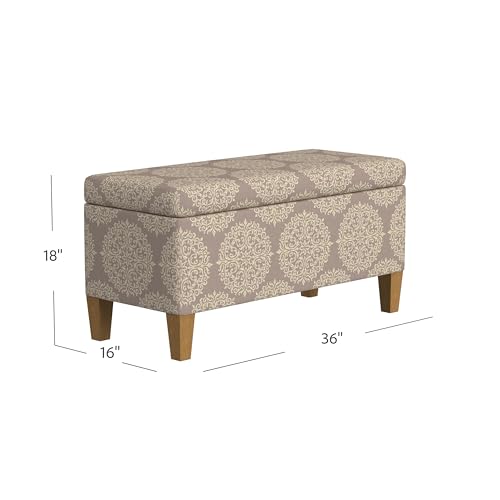 HomePop Drake Large Decorative Storage Bench -Brown Medallion - color: Brown Medallion