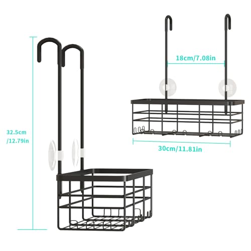 HapiRm Hanging Shower Caddy Organizer - No Drilling Shower Organizer with Hooks, Rustproof & Waterproof 304 Stainless Steel Bathroom Shelves - Black (1 Basket) - color: Black- 1 Basket