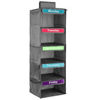Gray 5-Shelf Polyester Kids' Daily Clothes Organizer - Monday to Friday, Holds Hats, T-Shirts, Bags & Towels - color: Grey