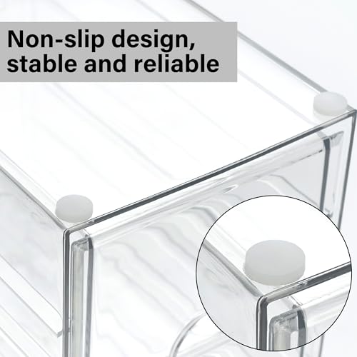 Prsildan Acrylic Drawer Makeup Organizer with 10 Drawers, Set of 2 Office Desk Organizers Accessories, Clear Stackable Storage Drawers for Vanity, Countertop, Craft, Jewelry, Art Supply Organization - style: 10 Drawers
