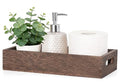 Mkono Bathroom Basket Wood Toilet Paper Storage Basket with Handle for Organizing, Farmhouse Tank Topper Tray, Rustic Home Decor for Shelf, Countertop, Bedroom, Livingroom, Kitchen, Brown
