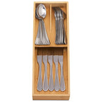 guiogc Bamboo Silverware Drawer Organizer, Kitchen Cutlery Tray,Utensil Holder for Spoons, Forks, Knives in Kitchen - size: Small