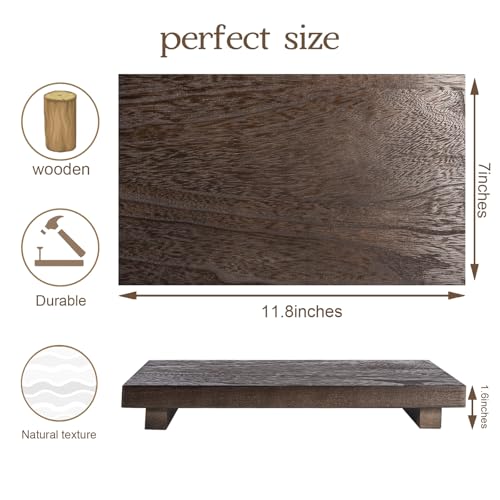 zoocatia Small Wood Tray Pedestal Stand Farmhouse Bathroom Decor Decorative Wooden Riser Kitchen Soap Dish Holder for Vanity, Counter, Sink, Large 11.8" x 7" - Walnut - color: Walnut, size: 11.8" x 7" x 1.6"