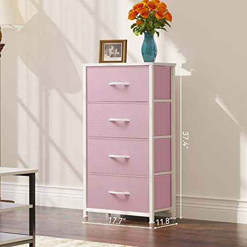 YITAHOME Storage Drawer with 4 Drawers - Fabric Dressers for Teen, Dresser for Bedroom, Living Room, Closets - Sturdy Steel Frame, Wooden Top & Easy Pull Fabric Bins, Pink - color: Pink, style: 4-Drawer