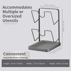 Kitchen Pot Lid Storage Rack,Stainless Steel Pot Lid Holder while Cooking,Multifunctional Kitchen Pot Lid Organizer for Countertop,Two-compartment Cooking Rack