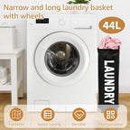 23inch Slim Laundry Basket 44L Rolling Laundry Hamper on Wheels -Collapsible Clothes Hamper with Handle -Freestanding Laundry Bin Narrow Laundry Bag Yoga Mat Storage Racks