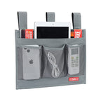 Zafit Hanging Bedside Caddy, Bedside Storage Organizer for Magazine, Phone, Remote control (Classic 4 Pockets-Grey)