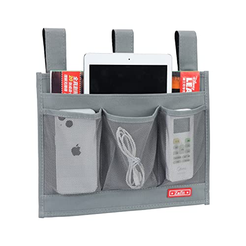 Zafit Hanging Bedside Caddy, Bedside Storage Organizer for Magazine, Phone, Remote control (Classic 4 Pockets-Grey)