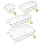 25 Piece Clear Drawer Organizer Set, 4 Sizes Bathroom Vanity Organizer Trays and Storage Bins for Makeup, Cosmetics, Jewelry, and Gadgets. Perfect for Office, Kitchen, Bedroom, Bathroom Use. - size: 25pcs-4size