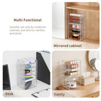 PAVSTINE Medicine Cabinet Organizer with Adjustable Dividers, Clear Vertical Layered Backward Slanting Shelves for Pressed Powder/Lip Gloss/Mascara Storage (5-Tier Gentle Slant) - size: 5-Tier Gentle Slant