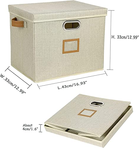 12-Inch Vinyl Record Storage Boxes with Lids and Handles, Stylish and Practical LP Record Organizer for 100+ Single Records, Suitable for Living Room, Study, Concert Hall or Office, 2-Pack(Beige) - color: Beige, size: 12 inch-2 Pack